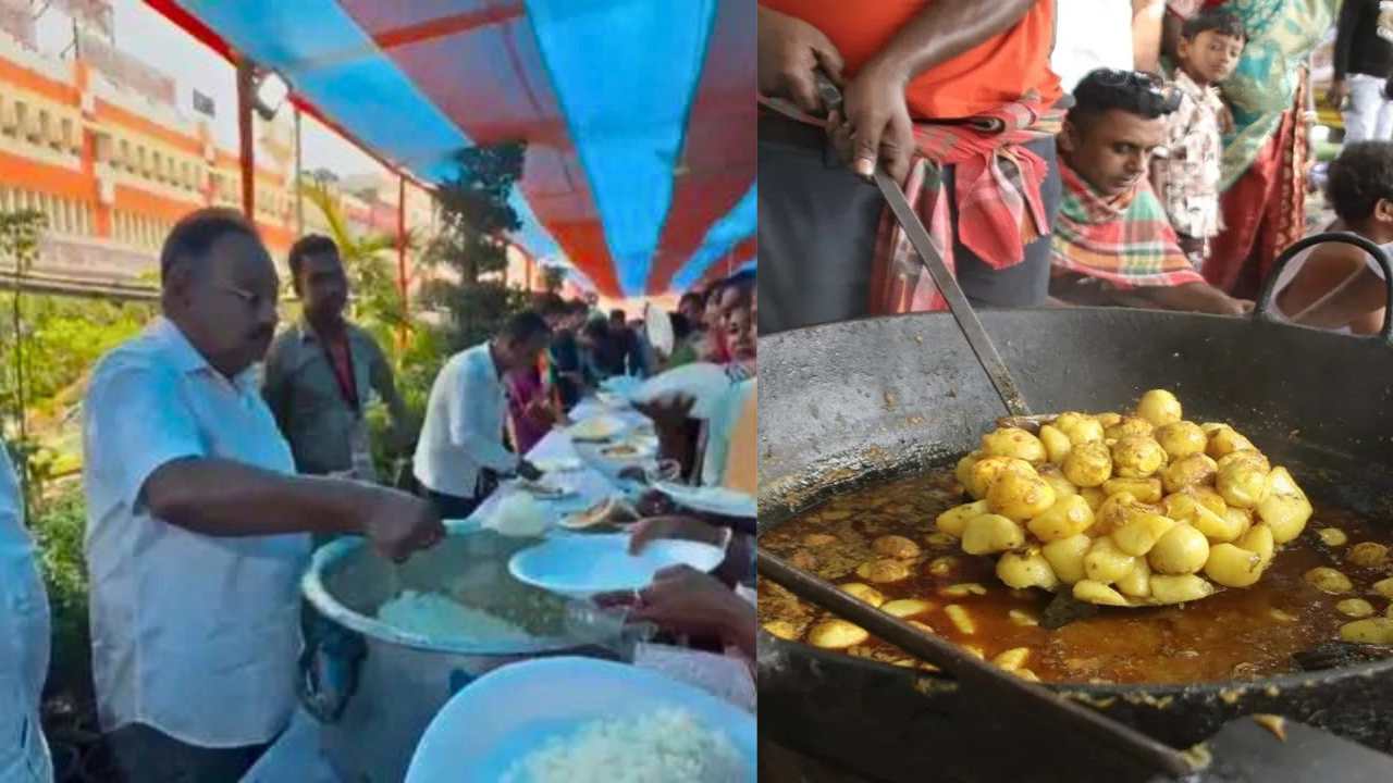 শিয়ালদায় বিজেপির কর্মীদের নিজের হাতে খাবার পরিবেশন শমীকের